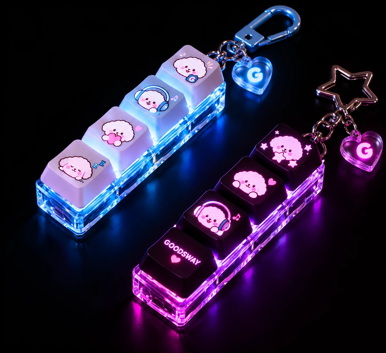 4구 LED 키캡 키링 제작