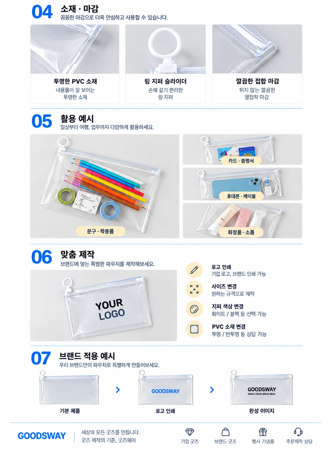 투명 PVC 링 지퍼 파우치
